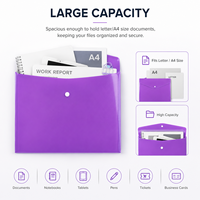 Pochette porte-documents A4 en PP avec logo personnalisé, résistante à l'eau, avec bouton pression pour le bureau et l'école