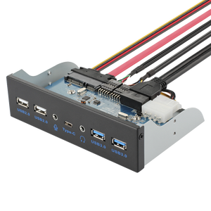 แผงควบคุมด้านหน้าขนาด 5.25 นิ้ว ขายดี พร้อมพอร์ต USB3.0 2 ช่อง + พอร์ต Type C 1 ช่อง + ช่องเสียง HD + พอร์ต USB2.0 2 ช่อง พร้อมไดรเวอร์ <span class=keywords><strong>CD</strong></span> ได้รับการรับรองมาตรฐาน CE - Product Image 1