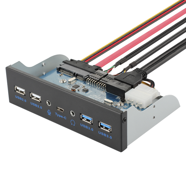 Hot Selling 5.25 Inch Front Baffle 2 USB3.0 +1 Type C + HD Audio + 2 USB2.0 CD Driver Panel Stock CE Certified