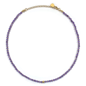 Collar de cuentas facetadas de piedras preciosas con espaciador de metal dorado, gargantilla delicada de hebra corta, joyería OEM personalizada - Product Image 6