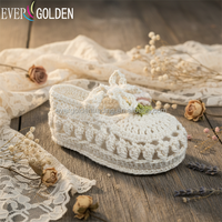 Chaussures en crochet en coton pour nouveau-né, faites à la main, élégantes, respectueuses de la peau, uniques, mignonnes et adorables, pour décorations de baby shower EVER GOLDEN