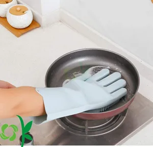 Oksilicone Printed Silicone Long Sleeve Dishwashing Mitt Waterproof Household Kitchen Wash Dishes Cleaning Gloves Heat Resistant