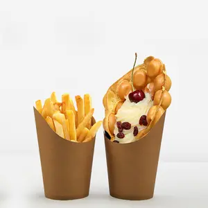 Contenitori per alimenti usa e getta da asporto porta patatine fritte gelato torte surgelate uovo Puff Waffle bicchiere di carta Kraft