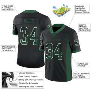 Maillot de football authentique personnalisé en maille noire, verte et blanche, style Drift Fashion - Product Image 2