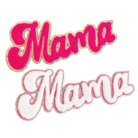 Patchs thermocollants en chenille brodés personnalisés avec lettres scintillantes « Mama » en gros pour vestes, blousons universitaires, casquettes, sacs à dos et sacs
