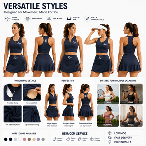 Conjunto Deportivo para <span class=keywords><strong>Mujer</strong></span>, Nuevo Modelo 2026, Cintura Alta, para Gimnasio, Yoga, Tenis, con Sujetador Deportivo de un Solo Hombro y Falda Transpirable Talla XL - Product Image 3