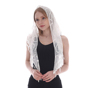 Voile <span class=keywords><strong>catholique</strong></span> en dentelle ivoire pour femmes, accessoire pour couverture de tête d'église, verres infini - Product Image 1