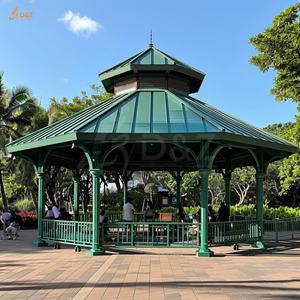 Décor de jardin extérieur moderne et concis Grand gazebo Dôme Rectangle Colonne Cadre Clôture Fer forgé Pavillon octogonal vert - Product Image 5