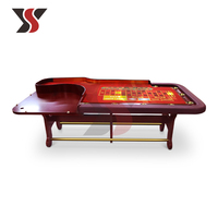 Table de Roulette Rouge de Luxe YS de Haute Qualité avec Pieds en Acier Inoxydable et en Bois Massif – Durable pour Casino, Jeux de Poker et Divertissement