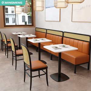 Juego de Mesa y Sillas de Comedor Modernas de Madera Maciza y Cuero PU, Personalizadas para Restaurante, Cafetería, Precio al por Mayor - Product Image 3