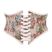 Corsé Renacentista con Estampado de Tapicería, Cincher de Cintura Corta con Soporte de Varillas, Reductor, Transpirable, Tallas Grandes, Sexy