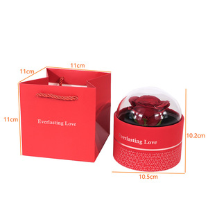 Scatola regalo di rosa eterno e conservato in acrilico anello con collana rotonda orecchino con <span class=keywords><strong>fiore</strong></span> di rosa confezione regalo mamma giorno di san valentino 2025 regalo - Product Image 3