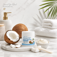 Beurre corporel hydratant et éclaircissant à l'huile de coco, naturel et biologique, pour une hydratation intense de tous types de peau