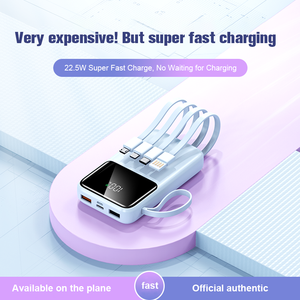Banques d'alimentation d'usine 22.5W Charge rapide Charge rapide Mini Powerbank 10000mAh avec 4 câbles intégrés - Product Image 4