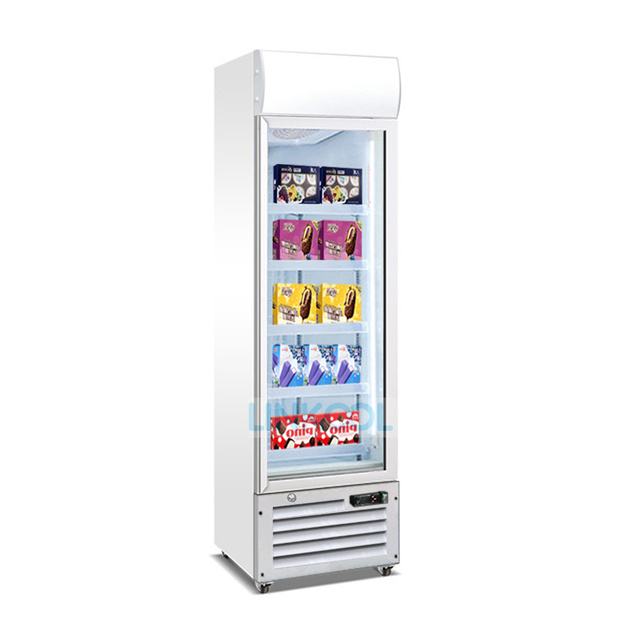 400L Commercial Vertical Upright Display Freezer for Ice Cream and Frozen Food