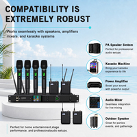 Système de microphone sans fil UHF professionnel UX08 à 8 canaux avec 4 micros portatifs et 4 émetteurs de poche pour grandes scènes, églises et événements en direct
