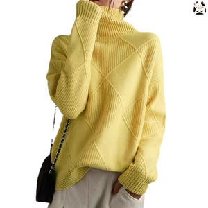 Женский свитер в корейском стиле на осень-зиму, без этикетки, универсальный однотонный свободный пуловер-рубашка - Product Image 5