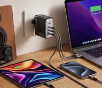 Chargeur rapide GaN 100W PD, adaptateur mural USB C double port, prise UK, charge rapide QC3.0 pour téléphone portable et ordinateur portable