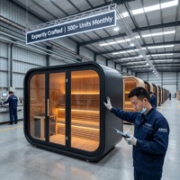 Ruang Sauna Outdoor Cube EnjoySaunas dengan Sistem Suara Bluetooth untuk 4 Orang, Cocok untuk Teras