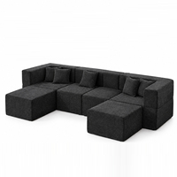 Ensemble de canapés modulaires modernes 6 places en tissu confortable pour salon et appartement – Vente en gros
