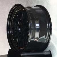 Jantes Radiales Multi-Rayons en Alliage Forgé à Profil Profond avec Beadlock Noir Brillant et Vis Dorées 114.3mm/100mm ET-12 Tout-Terrain Nouveau Japon