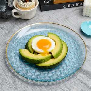 Assiettes de présentation élégantes en <span class=keywords><strong>plastique</strong></span> à motif tressé avec bord doré, <span class=keywords><strong>vaisselle</strong></span> <span class=keywords><strong>jetable</strong></span> pour mariages, traiteurs, banquets, restaurants - Product Image 4