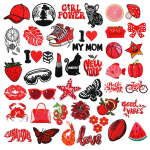 Venta caliente nueva moda negro <span class=keywords><strong>rojo</strong></span> tema hierro en bordado Diy accesorios parches para sombrero gorra Decoración - Product Image 1