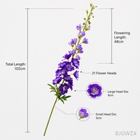 Premium Delphinium Kunstbloemen Realistische Lange Steel Tafeldecoraties Bruiloft Bloemstukken