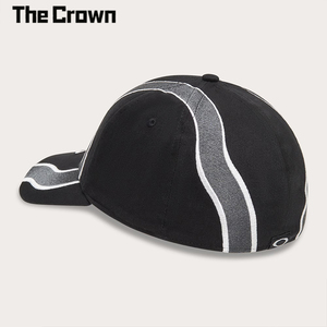 Casquette de baseball personnalisée en gros de haute qualité à 6 panneaux, sergé noir, broderie, passepoil, bande argentée, visière incurvée, ajustable, unisexe - Product Image 3