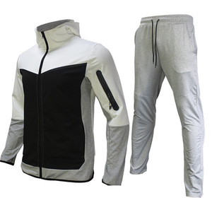 Ensemble de survêtement pour homme en coton 100% imprimé à capuche en deux pièces pour l'automne et l'hiver, fermeture éclair, jogging, entraînement, veste de survêtement - Product Image 4