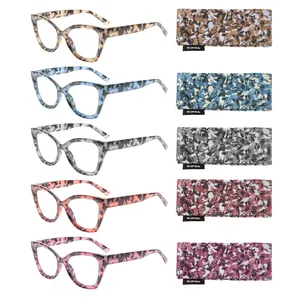 Neuzugang 2024 Großhandel beliebte Mode gestaltete Retro Katzen-Augenrahmen Damen Lesebrillen individuelles Logo Federscharnier-Lesebrillen