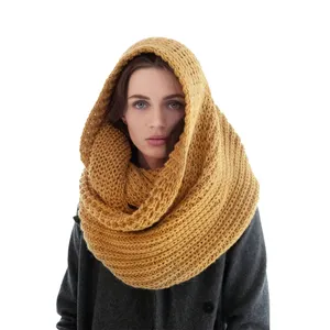 Scialle Poncho spesso di lusso personalizzato all'ingrosso lavorato a maglia Pashmina coperta sciarpe pianura inverno sciarpe donna 100 lana Cashmere sciarpe donna