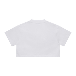 T-shirt bianca da <span class=keywords><strong>donna</strong></span> di alta qualità 100% <span class=keywords><strong>cotone</strong></span> 305gsm, crop top da <span class=keywords><strong>donna</strong></span> con stampa personalizzata e logo ricamato - Product Image 5