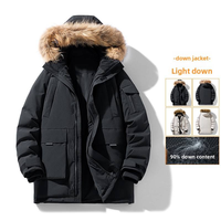 Manteau d'hiver épais et chaud, veste coupe-vent unisexe mi-longue pour l'extérieur avec capuche doublée de fourrure