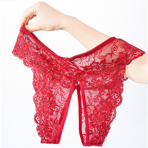 Culotte sexy de grande taille <span class=keywords><strong>Sous</strong></span>-vêtements sexy en dentelle chaude avec entrejambe ouvert Tentation féminine String multi-érotique de grande taille - Product Image 4