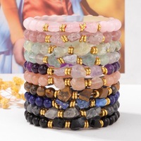 Nouveau Bracelet Unisexe Personnalisable en Pierres Naturelles Perlées d'Améthyste, Style Géométrique Classique, Extensible, Fait Main, Livraison Rapide, Rêve de Mode