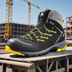 Zapatos DE SEGURIDAD transpirables impermeables de alta calidad <span class=keywords><strong>Botas</strong></span> de seguridad de corte alto con punta de acero de cuero para construcción industrial - Product Image 1