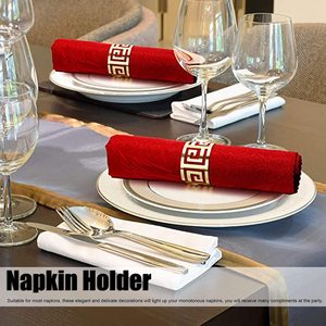Rond rond de <span class=keywords><strong>serviette</strong></span> en métal doré, <span class=keywords><strong>porte</strong></span>-serviettes rond, décoration pour <span class=keywords><strong>table</strong></span> de mariage et de dîner - Product Image 6