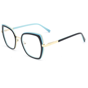 <span class=keywords><strong>AM003</strong></span> Lunettes de vue mode pour femmes Offre Spéciale Monture optique en métal acétate rose or bleu massif Face diamantée Stock prêt pour la lecture - Product Image 2