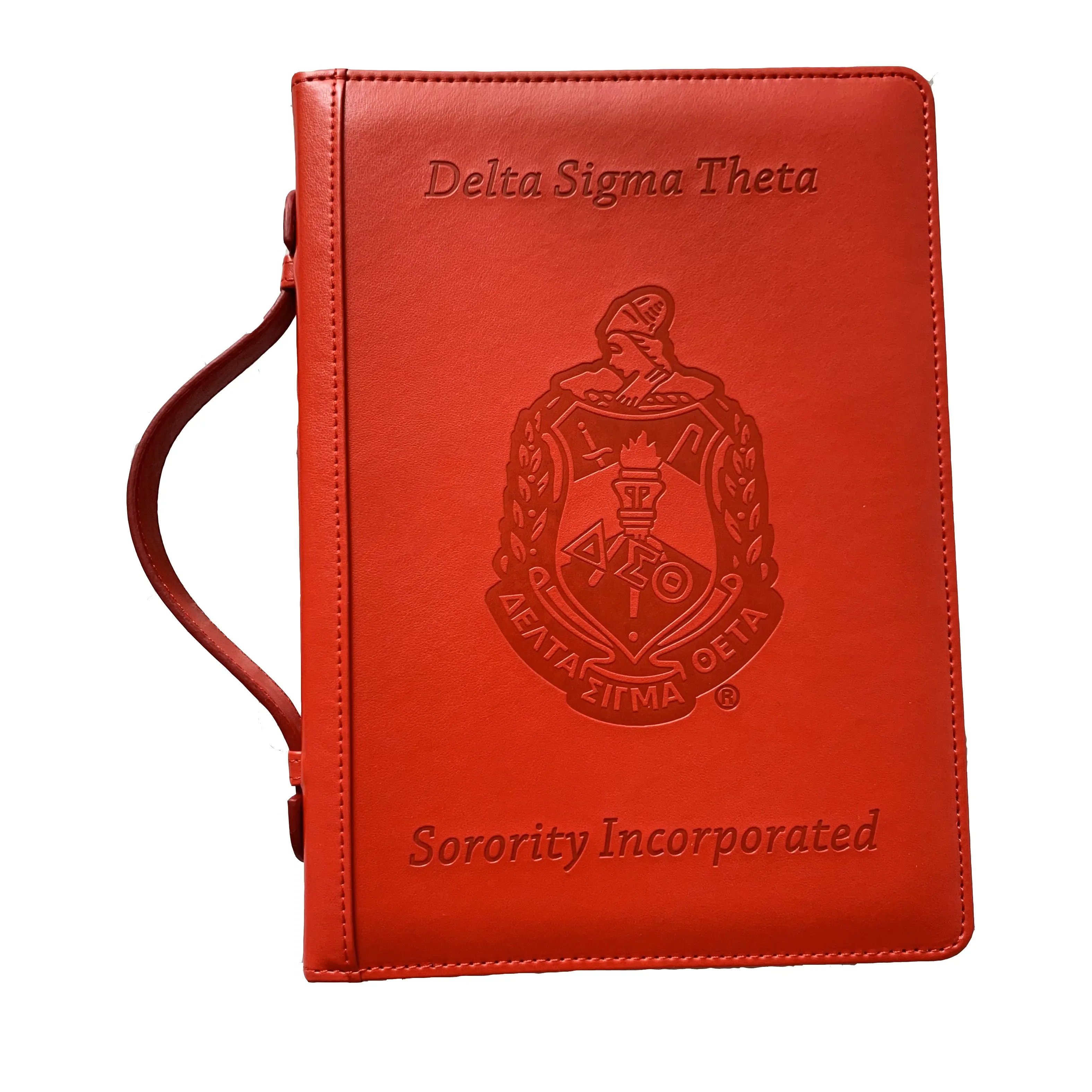सभी समूहों शीर्ष गुणवत्ता लाल डीएसटी चमड़े अनुष्ठान पुस्तक कवर/Sorority ग्रीक पत्र लाल चमड़े पासपोर्ट धारक कवर प्रकरण