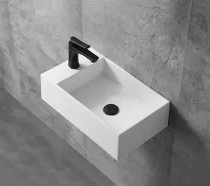 Современная акриловая раковина DIKALAN с твердой поверхностью, каменная смола, настенная раковина, двойная раковина для ванной комнаты