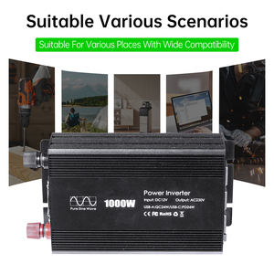 Inversor de Corriente de Onda Sinusoidal Pura de 1000W, 12V DC a 230V AC, Inversor para Batería de Coche con USB QC PD para RV y Automóviles - Product Image 3