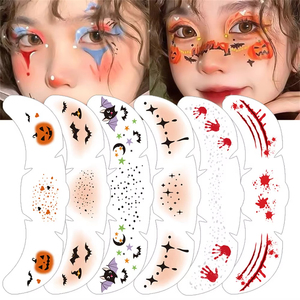 Tatuajes Faciales Temporales de Halloween, Pegatinas Impermeables con Diseños de Cicatrices, Sangre, Murciélagos y Calabazas para <span class=keywords><strong>Maquillaje</strong></span> de Fiesta de Halloween - Product Image 4