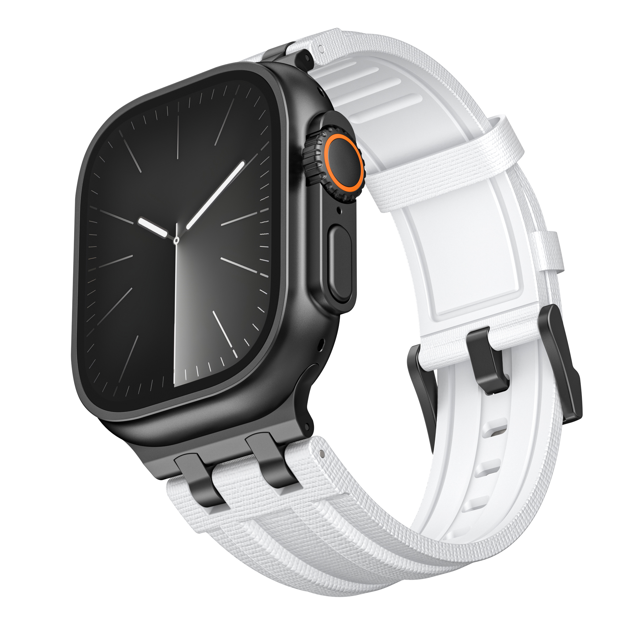 White Strap and Black Buckle