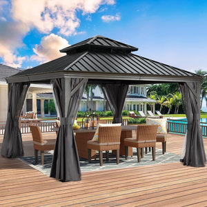 Abccanopy 3.7x3.7m đôi mái gazebo với hardtop festdach-pavillon gian hàng Toit dur pérgola de techo Duro bột tráng khung - Product Image 1