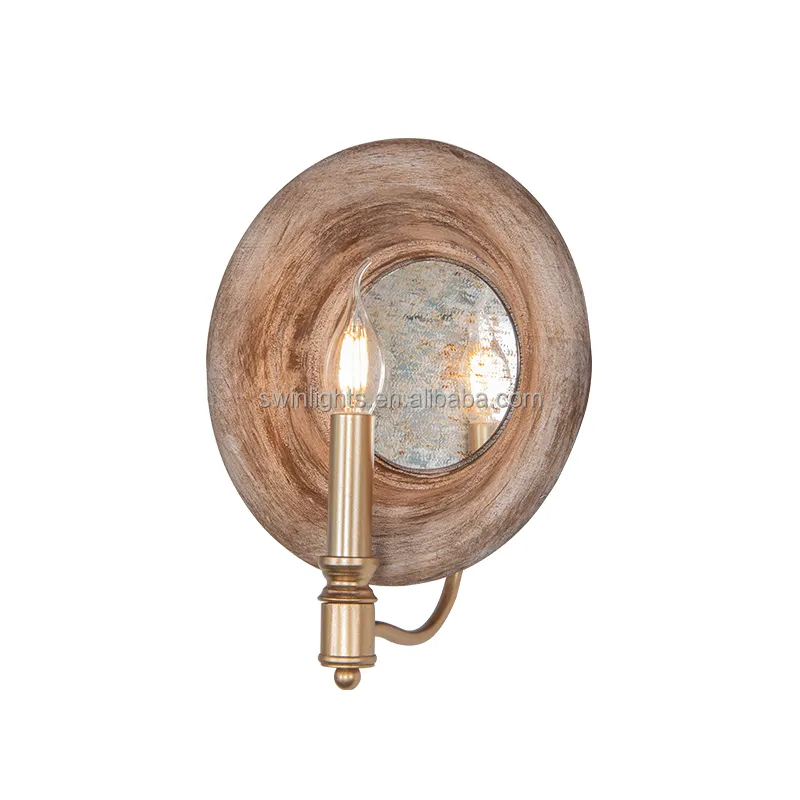 Светодиодный настенный светильник для отеля, старая деревянная цветная Встроенная прикроватная зеркальная настенная лампа для помещений
