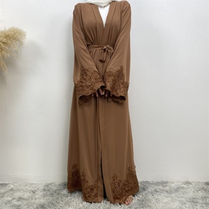 1989# Latest Embroidery Flower Abaya <b>for</b> Women Fashion Elegant <b>Long</b> Sleeve Dubai Abayas Women Muslim <b>Dress</b> Nida Materia - Product Image 4