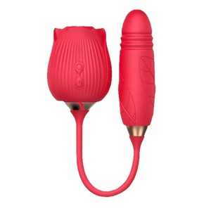 Vibratore Telescopico Femminile per il Piacere, con Funzione di Vibrazione a Uovo e Stimolazione Linguale a Fiore, per il Divertimento - Product Image 1