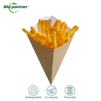 Vasos Desechables de Papel Kraft para Papas Fritas, Conos para Waffles, con Bolsillo para Salsa