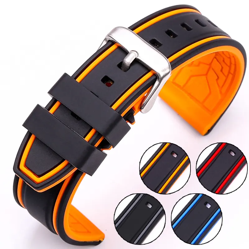 Soft Silicone Watch Band Strap 20mm 22mm 24mm 26mm Fashion Women Men Color Matching Watchbands Rubber Bracelet